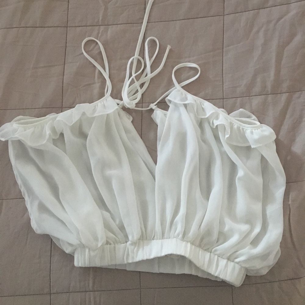 Sheer White Flounce Blouse